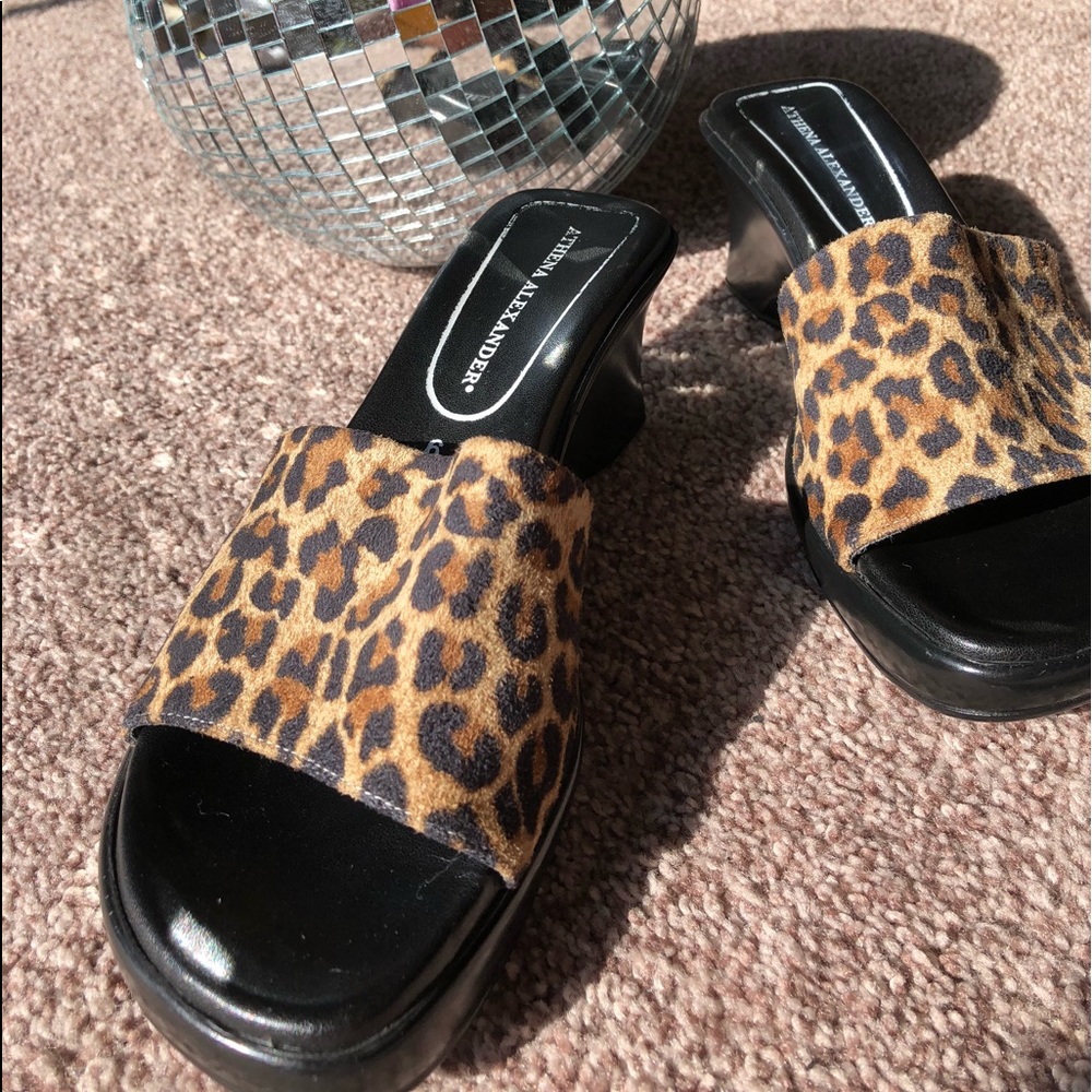Y2K Leopard Wedge Sandals